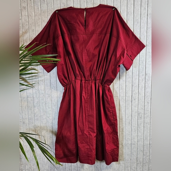 Banana Republic Poplin Mini Dress Red Currant Size Small - Picture 2 of 5